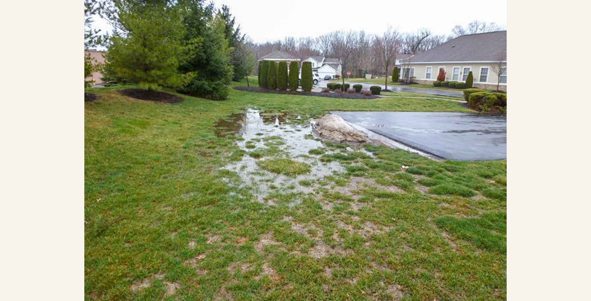 Ground showing standing water after a rain
